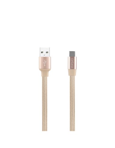 Cablu de date (USB - Type C) textil marca Cellara 1m roz auriu