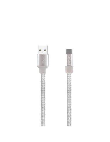 Cablu de date (USB - Type C) textil marca Cellara 1m argintiu