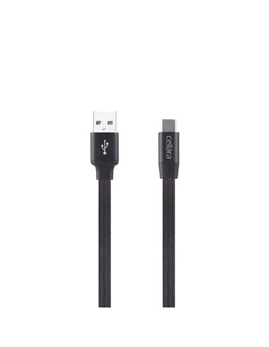 Cablu de date (USB - Type C) textil marca Cellara 1m negru