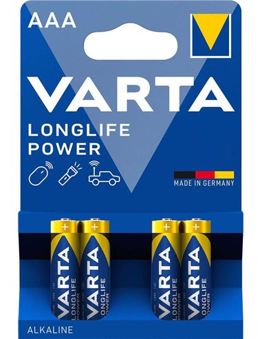 Baterii alcaline Varta Longlife Power AAA (LR3) - pachet blister 4 buc. Baterie cilindrica