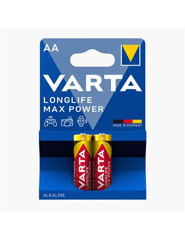 Baterii alcaline Varta Longlife Max Power (Premium) AA - pachet blister 2 buc. Baterie cilindrica