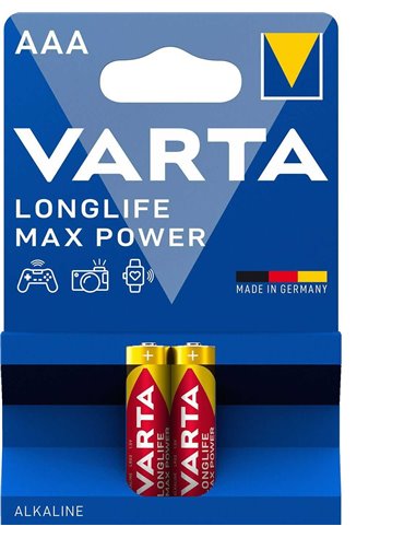 Baterii alcaline Varta Longlife Max Power (Premium) AAA - pachet blister 2 buc. Baterie cilindrica